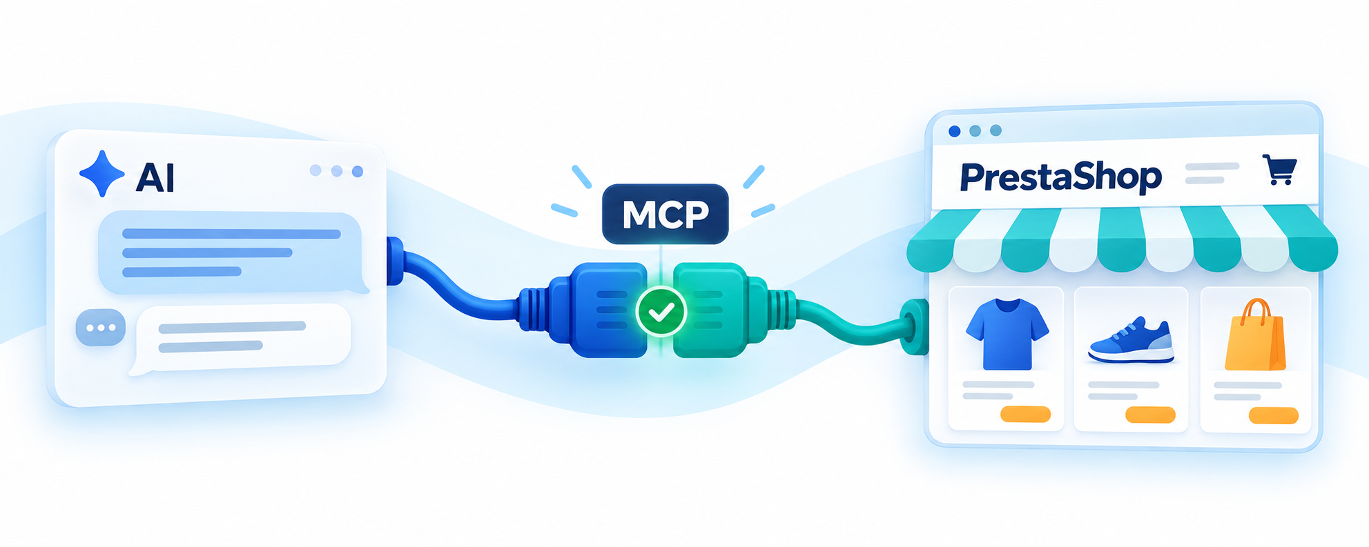 AI application connected to a PrestaShop store through MCP.